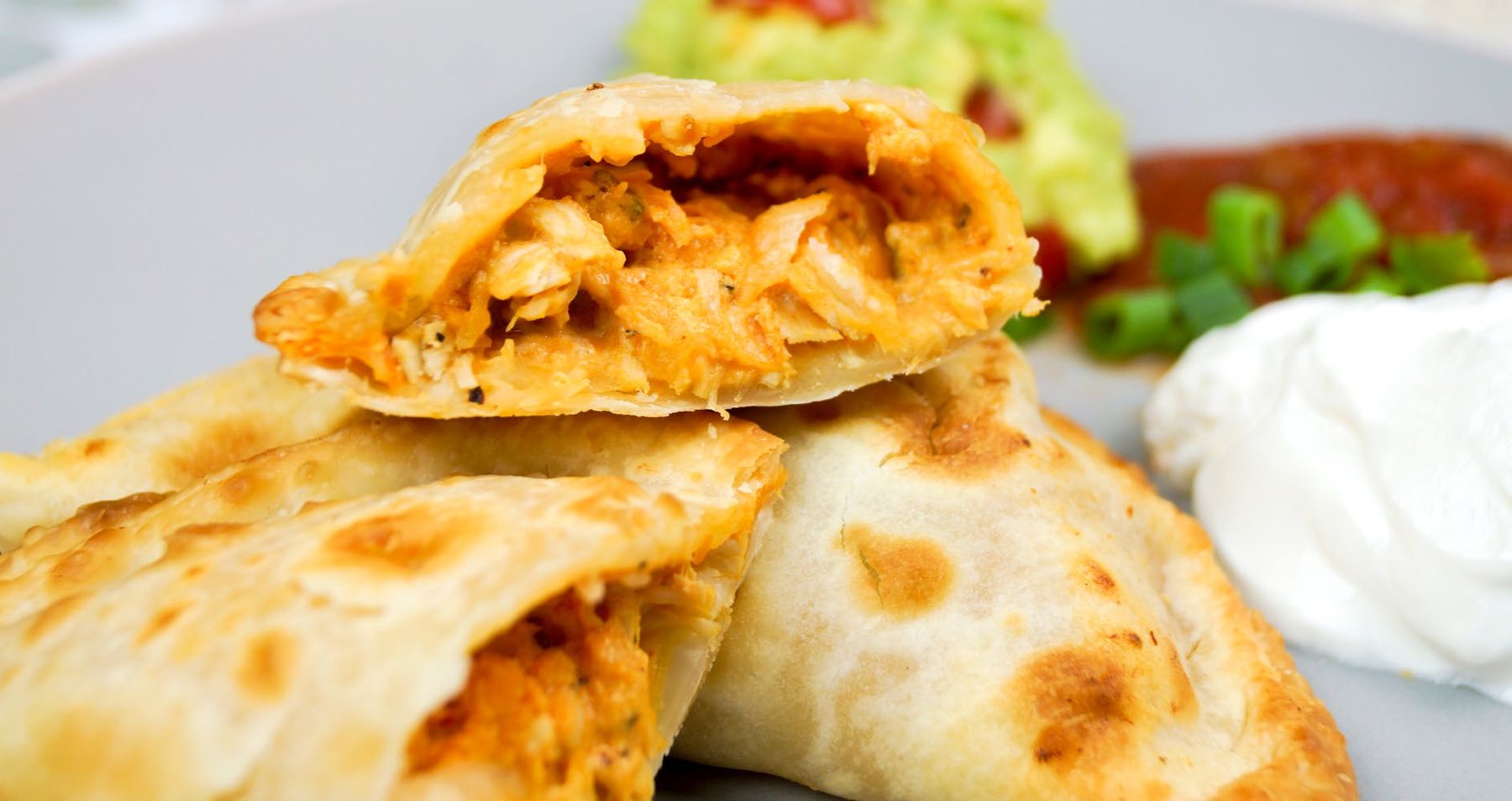 Empanada cross-section with vegetables